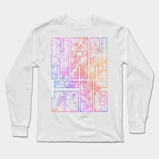 Nanjing, China City Map Typography - Colorful Long Sleeve T-Shirt